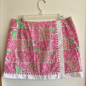 LILLY PULITZER Sunnyside Lions Vintage Faux Wrap Skort 8